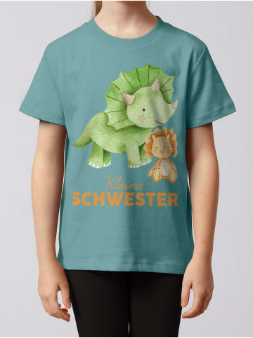 wat? Apparel T-Shirt Dinosaurier 07 Kleine Schwester in Teal Monstera
