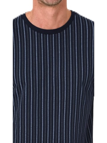 NORMANN Kurzarm Schlafanzug Shorty Pyjama Minimalprint in navy