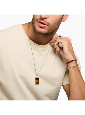 Thomas Sabo Anhänger Dog Tag Tigerauge in silber, braun