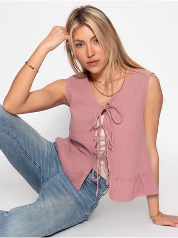 SASSYCLASSY Musselin Top mit Schleifenverschluss in Rosa
