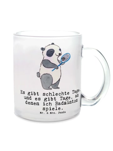 Mr. & Mrs. Panda Tee Tasse Panda Badminton  mit Spruch in Transparent