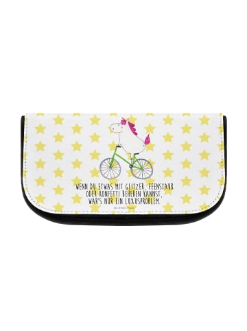 Mr. & Mrs. Panda Kulturbeutel Einhorn Radfahrer mit Spruch in Weiß