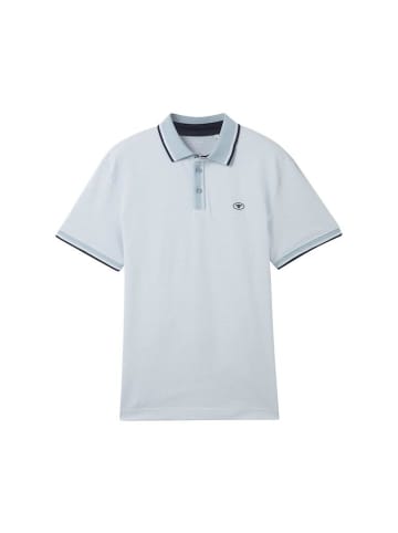 Tom Tailor Polo in white foggy blue twotone