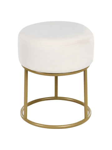 Beliani Hocker DELCO in Weiß/Gold - (W) 35 x (H) 40 x (L) 35 cm