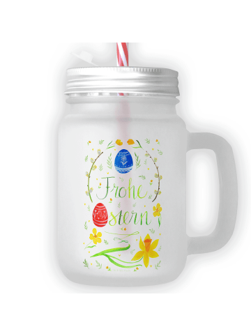 Mr. & Mrs. Panda Trinkglas Mason Jar Ostern Frohe Ostern mit Spruch in Transparent