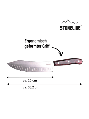 Stoneline Chefmesser 33,2 cm, in edler Aufbewahrungsbox aus Holz in Rot