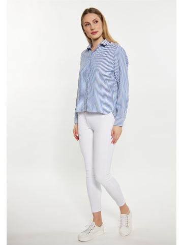 DreiMaster Maritim Damen Bluse in Blau Wollweiss