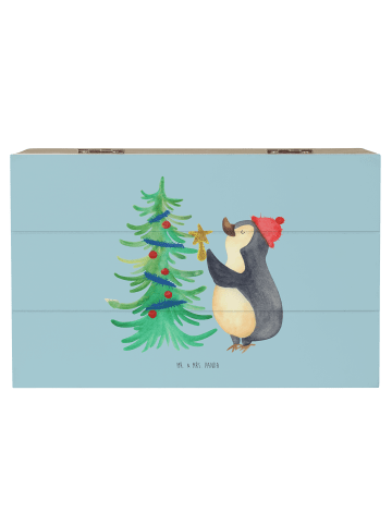 Mr. & Mrs. Panda Box mit Deckel Pinguin Weihnachtsbaum ohne Spruch in Eisblau