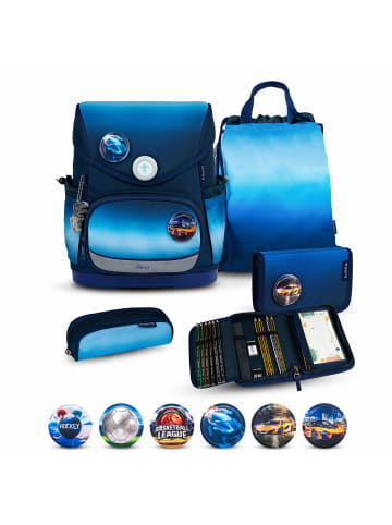Belmil Rucksack Compact Plus Premium Schulranzen Set 5-teile Blue Navy Tasche 7 Jahre