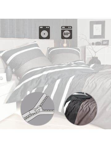 Janine Mako-Satin Bettwäsche in braun-weiß