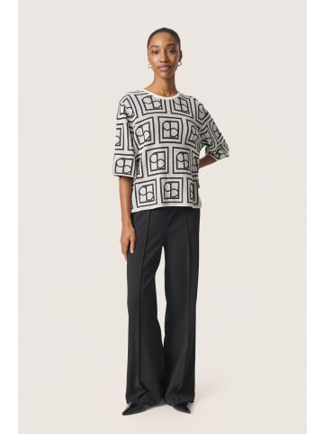 Soaked in Luxury Strickpullover SLShonda Baggy fit in White and Black Monogram