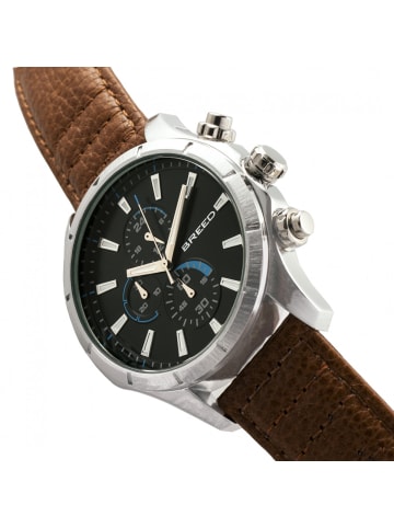 Breed Lacroix Chronograph Uhr mit Lederarmband in Silver/Brown
