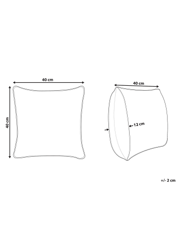 Beliani Dekokissen RADZKOT in Blau/Weiß/Schwarz - (W) 40 x (H) 12 x (L) 40 cm