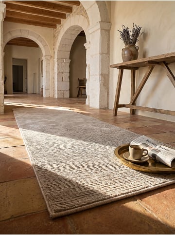 KADIMA DESIGN Läufer Streifen pflegeleicht Wohnzimmer Schlafzimmer Flur Esszimmer in Beige