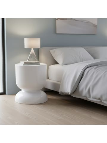 relaxdays Beistelltisch in Weiß - (H)46 x (Ø)36 cm