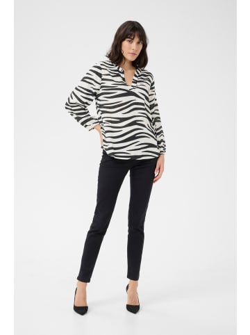 Kaffe Kurzarm-Bluse KAjanne Regular fit in Chalk/Black Animal