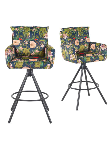 DUBI Möbel 2er-Set: Barhocker Nila in Blumen - (B)55 x (H)102 x  (T)58 cm