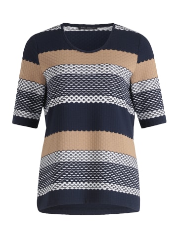 Betty Barclay Rundhals-Shirt mit Struktur in Dark Blue/Beige