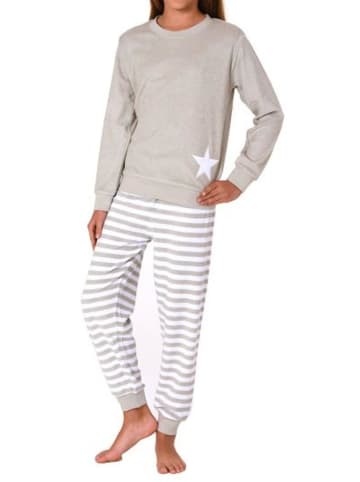 NORMANN Frottee Schlafanzug Bündchen Pyjama Sterne - 82585 in grau