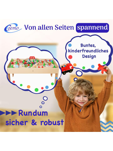 Coemo Spieltische Holz 90 mit tlg Holzeisenbahn in Natur