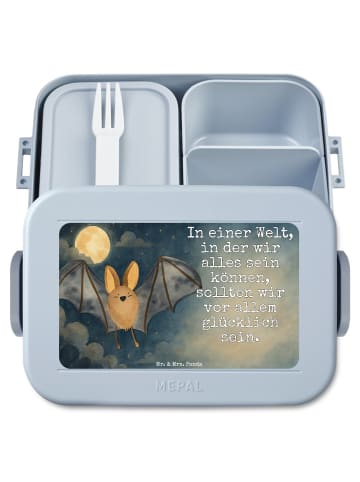 Mr. & Mrs. Panda MEPAL Bentobox Fledermaus Flügel Design mit Spruch in Blau Pastell