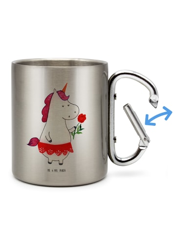 Mr. & Mrs. Panda Karabiner Tasse Einhorn Dame ohne Spruch in Silber