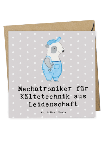 Mr. & Mrs. Panda Deluxe Karte Mechatroniker für Kältetechnik Lei... in Grau Pastell