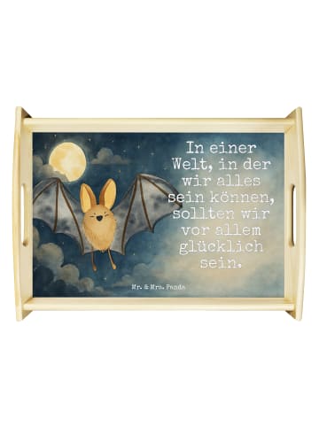 Mr. & Mrs. Panda Holztablett Fledermaus Flügel Design mit Spruch in Weiß