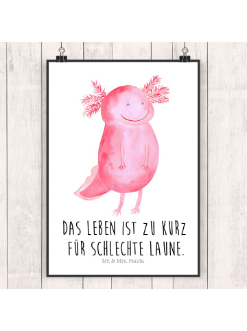Mr. & Mrs. Panda Plakat Axolotl Glücklich mit Spruch in Weiß