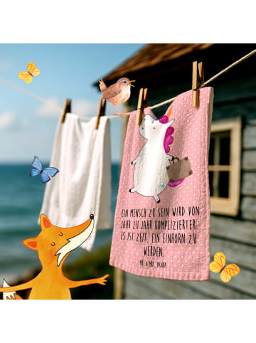 Mr. & Mrs. Panda Handtuch Einhorn Koffer mit Spruch in Rot Pastell