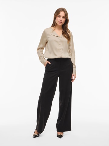 Vila V-Neck Langarm Satin Shirt in Cement