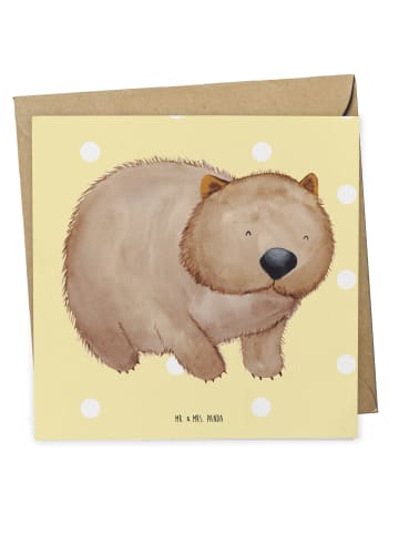 Mr. & Mrs. Panda Glückwunschkarte Wombat ohne Spruch in Gelb Pastell