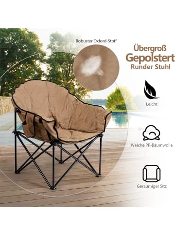 COSTWAY Campingstuhl faltbar gepolstert bis zu 200kg in Braun