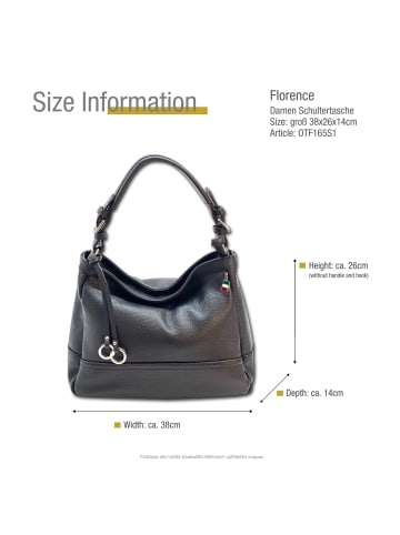 Florence Leder Schultertasche Florence Tasche schwarz ca. 38cm