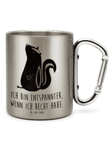 Mr. & Mrs. Panda Edelstahl Trinkbecher Stinktier Sitzen mit Spruch in Silber