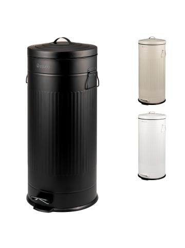 eluno Abfalleimer VINTAGE, Treteimer, 30 Liter Fassungsvermögen aus weißem Metall