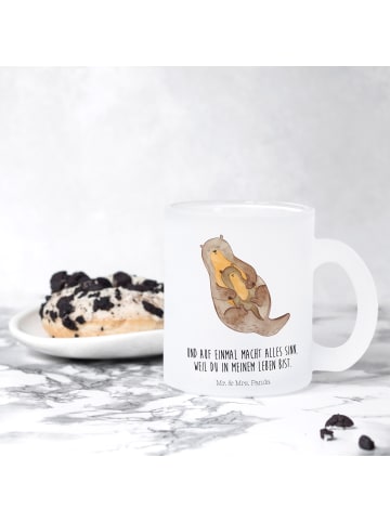 Mr. & Mrs. Panda Teeglas Otter Kind mit Spruch in Transparent