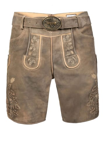 Edelnice Kurze Wildbock Lederhose Kare in grau