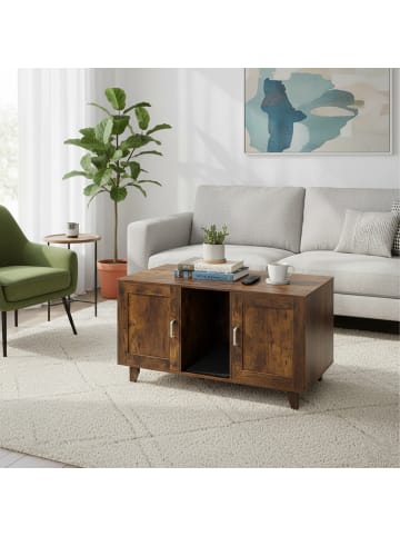 relaxdays Katzenschrank in Dunkelbraun - (B)120 x (H)65 x (T)52 cm