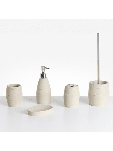 Beliani 5-tlg Badezimmer-Zubehör YARAPA in Beige