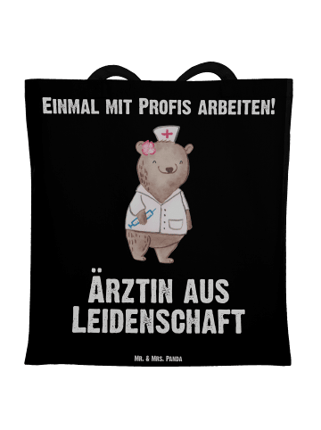 Mr. & Mrs. Panda Tragetasche Ärztin Leidenschaft mit Spruch in Schwarz
