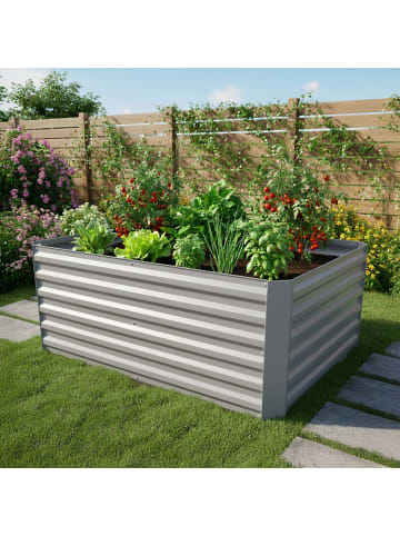 relaxdays Hochbeet in Hellgrau - (B)120 x (H)60 x (T)60 cm