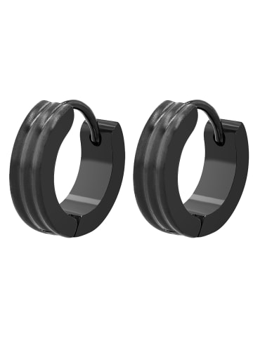 Adeliás Unisex Ohrringe – Klappcreole aus Edelstahl in schwarz