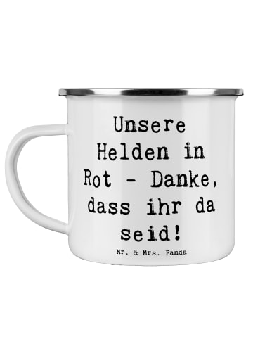 Mr. & Mrs. Panda Emaille Tasse Spruch Feuerwehrmann Helden mit S... in Weiß