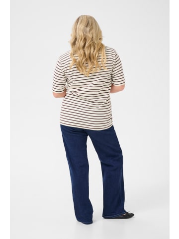 KAFFE curve T-Shirt kurzarm KCWinni Loose fit in Ant. White/Fudge Stripe