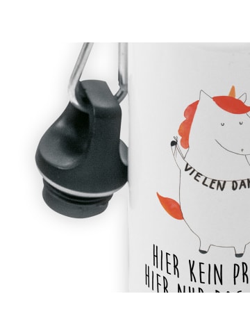 Mr. & Mrs. Panda Kinderflasche Einhorn Dankeschön mit Spruch in Weiß