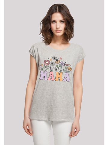 F4NT4STIC T-Shirt Muttertags Blumen Mama in grau meliert