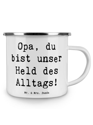 Mr. & Mrs. Panda Emaille Tasse Spruch Opa Held mit Spruch in Weiß