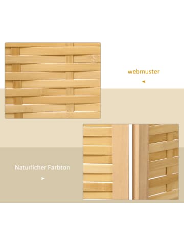 HOMCOM Paravent-160L x 1,8B x 170H cm-Naturholz