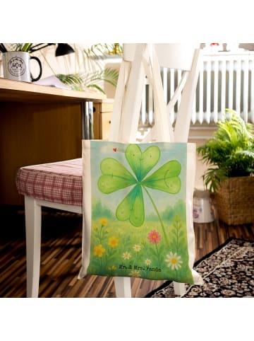 Mr. & Mrs. Panda ToteBag Blume Kleeblatt Design ohne Spruch in Weiß